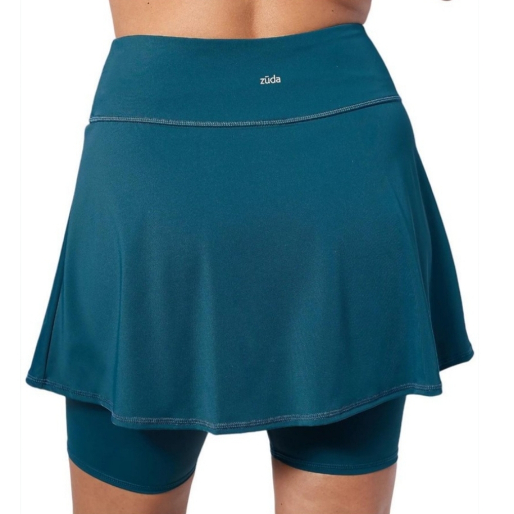 Zuda Swim Skirted Bermuda Skort Dark Teal Womens Size XS Athletic‎ Sporty Casual